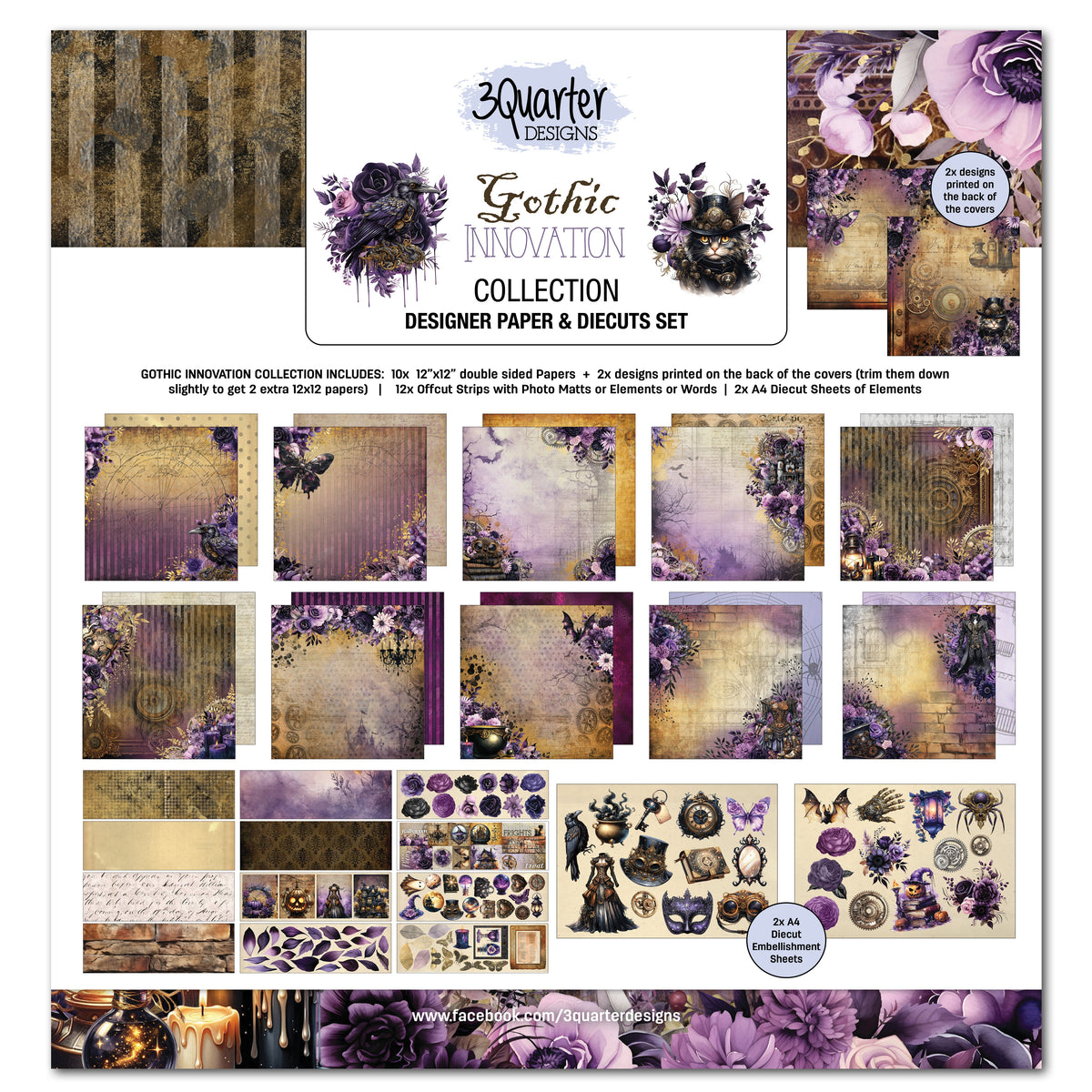 3Quarter Designs Gothic Innovation 12x12 Design Paper & Diecuts Set
