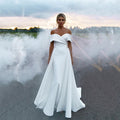 Sexy Satin Mermaid Wedding Dress – Off-the-Shoulder with Soft Fit, Custom Made