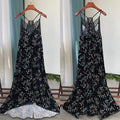 Exquisite Velvet Irregular Sleeveless V-neck Spring and Summer Floral Print Sling Dress