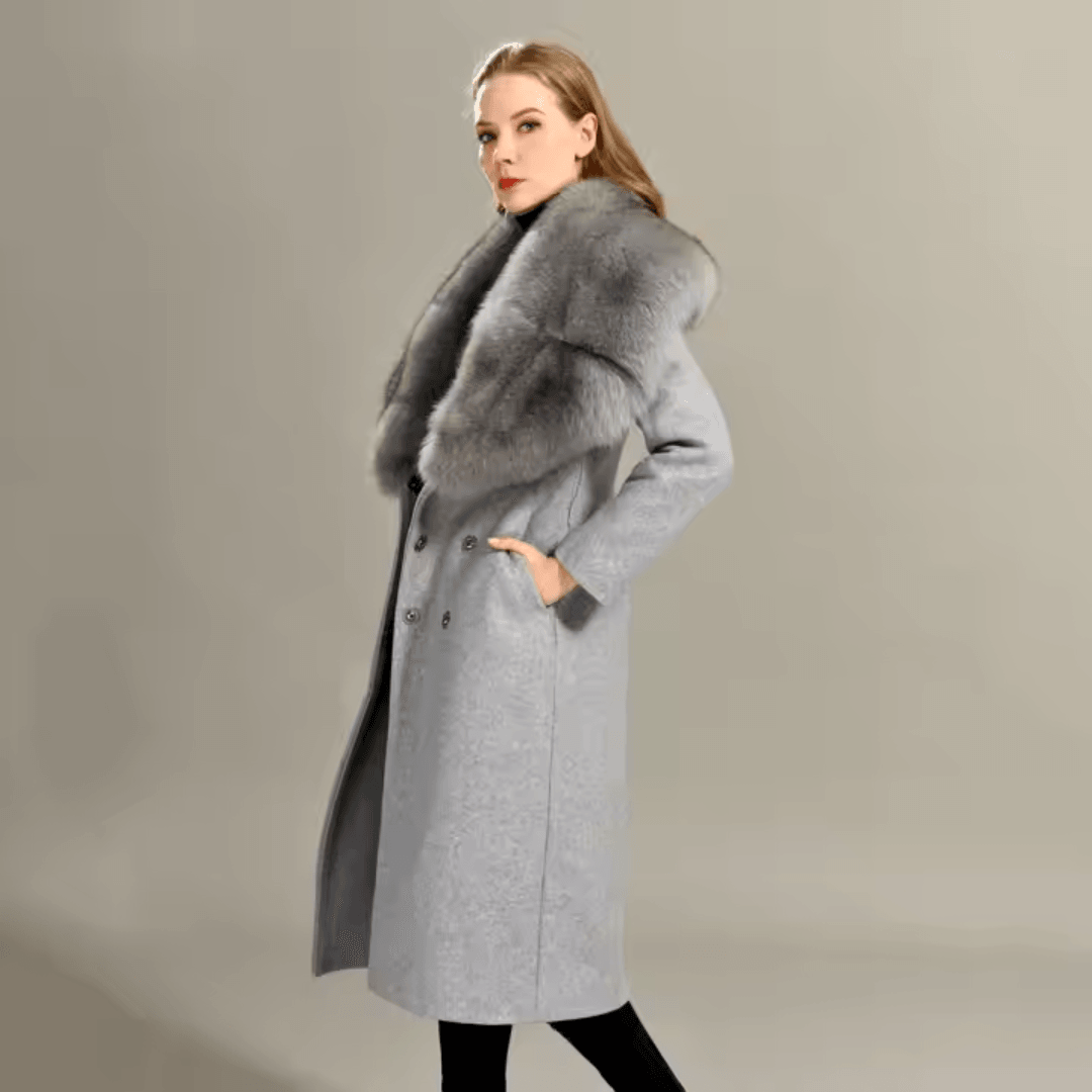 Elegant Cashmere Wool Coat for Women with Luxurious Large...