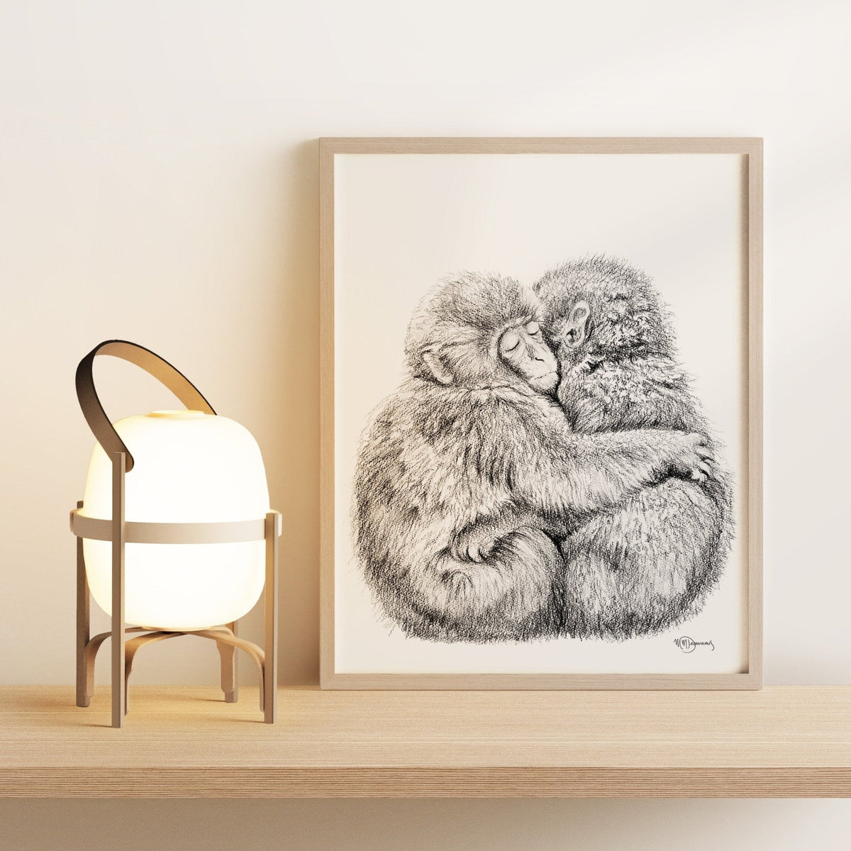 Monkey hug -  Print