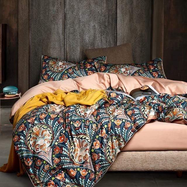 Egyptian Cotton Flower Print Girls Pastoral Princess Bedding Sets