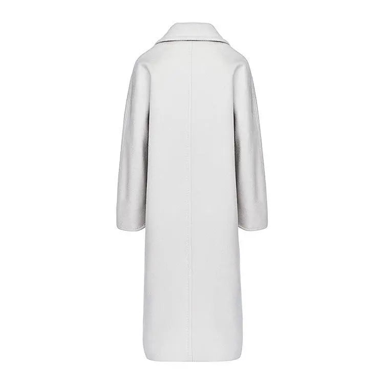 100% Wool Elegant Double Breasted Belted Warm Wool Coat