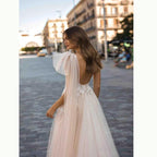 One-Shoulder Bohemian Wedding Dress – Romantic Bridal Style, Custom Made