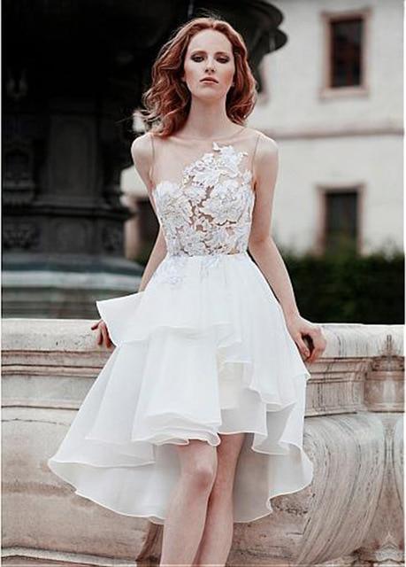 Short Hi-Lo Mini Beach Wedding Dress – Flirty & Modern Style, Custom Made