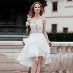 Short Hi-Lo Mini Beach Wedding Dress – Flirty & Modern Style, Custom Made