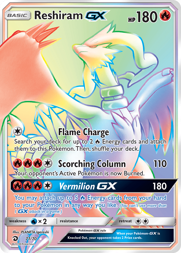 Reshiram GX 71/70 Dragon Majesty - Secret Rare