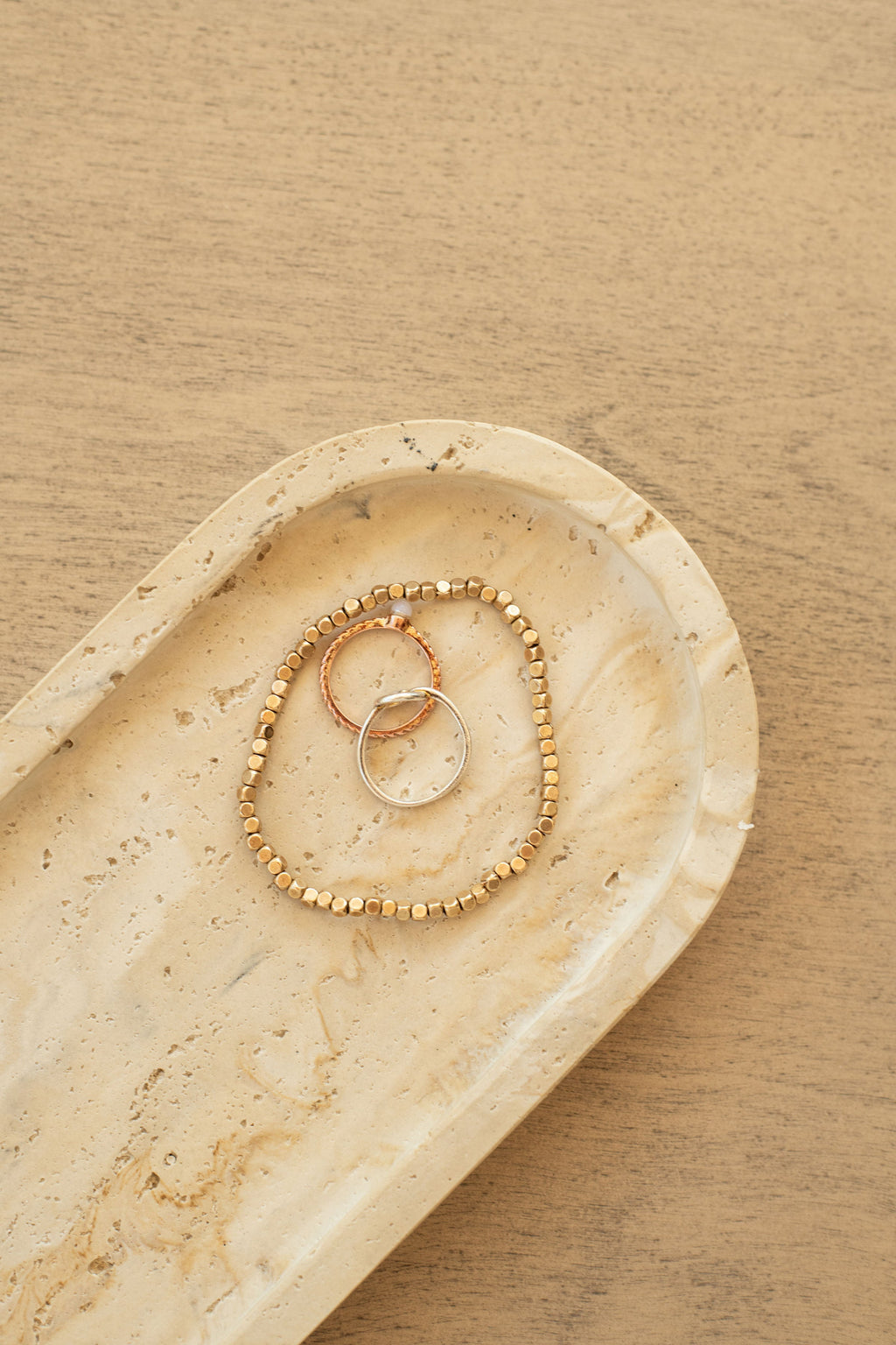 Travertine and Lava Rock Oval Trays