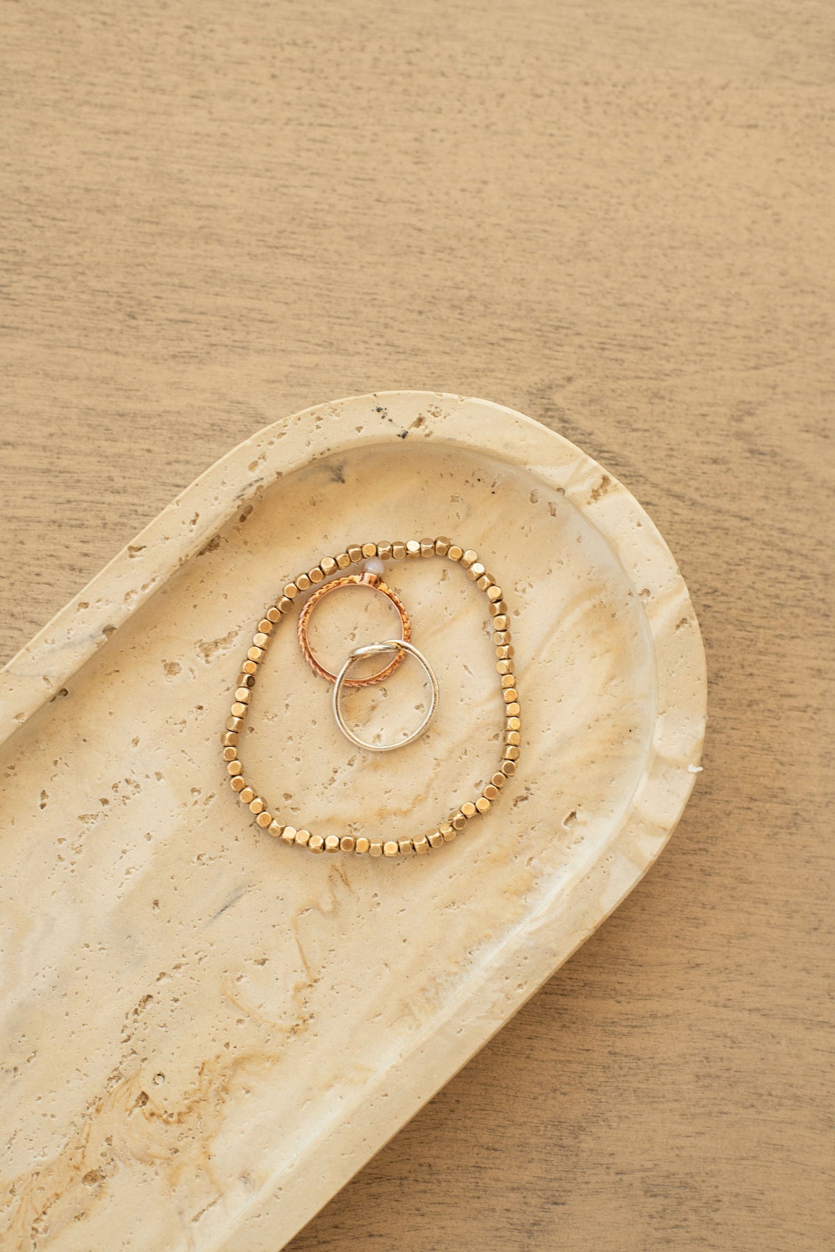 Travertine and Lava Rock Oval Trays