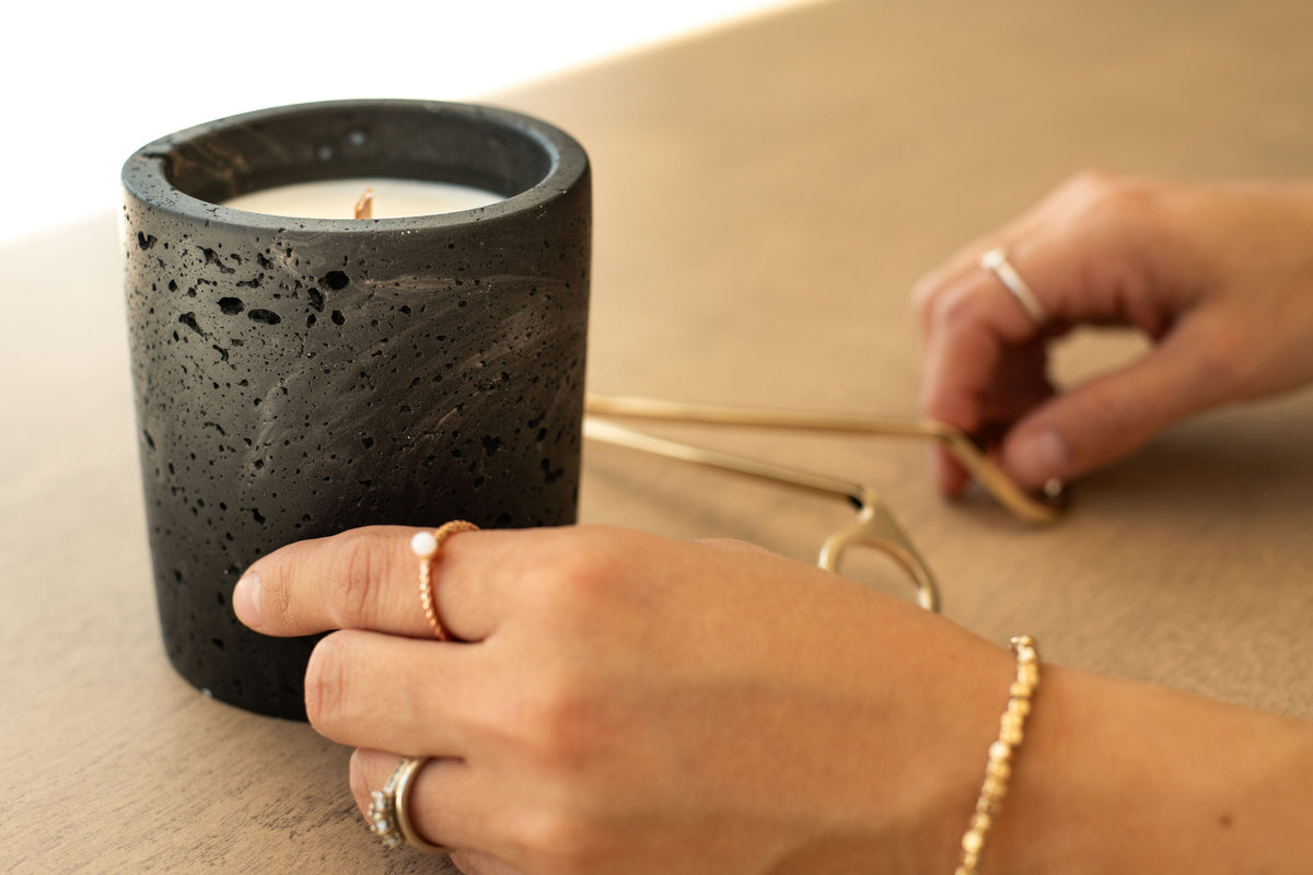 Travertine and Lava Rock Candle (with lid) - NEW SPRING SCENTS AVAILABLE!