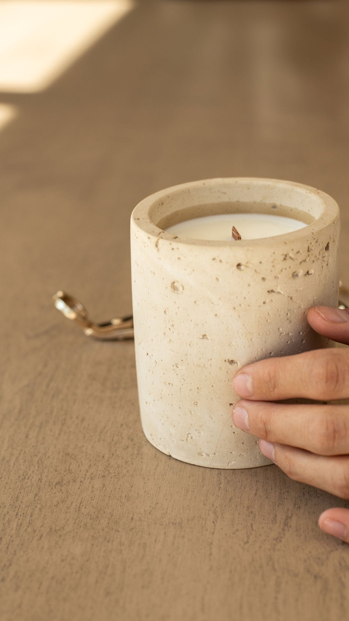 Travertine and Lava Rock Candle (with lid) - NEW SPRING SCENTS AVAILABLE!