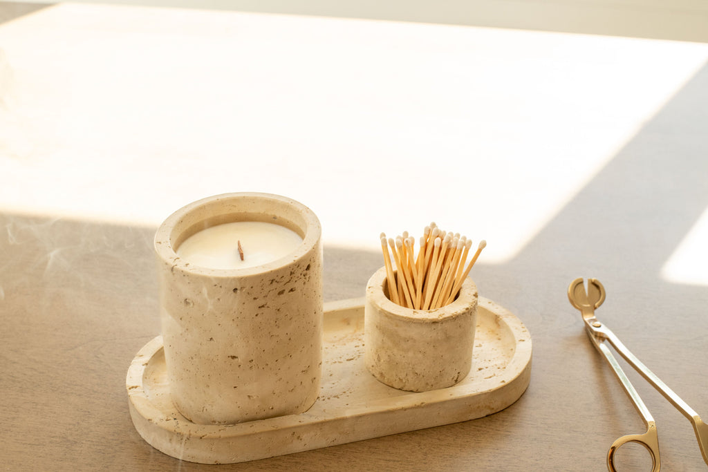 Travertine and Lava Rock Mini Vessel