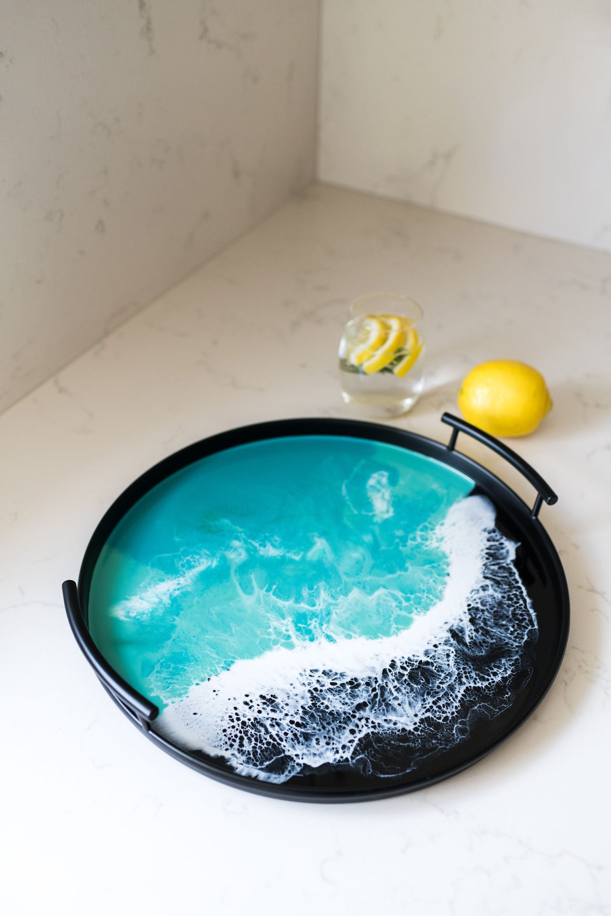 Resin Black Round Tray