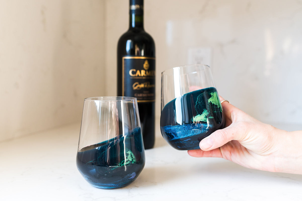 Resin Coated Wine Glasses (Set of 2)