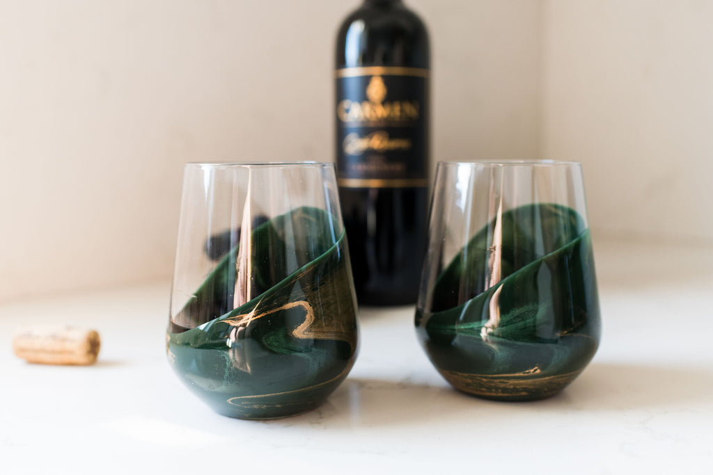 Resin Coated Wine Glasses (Set of 2)