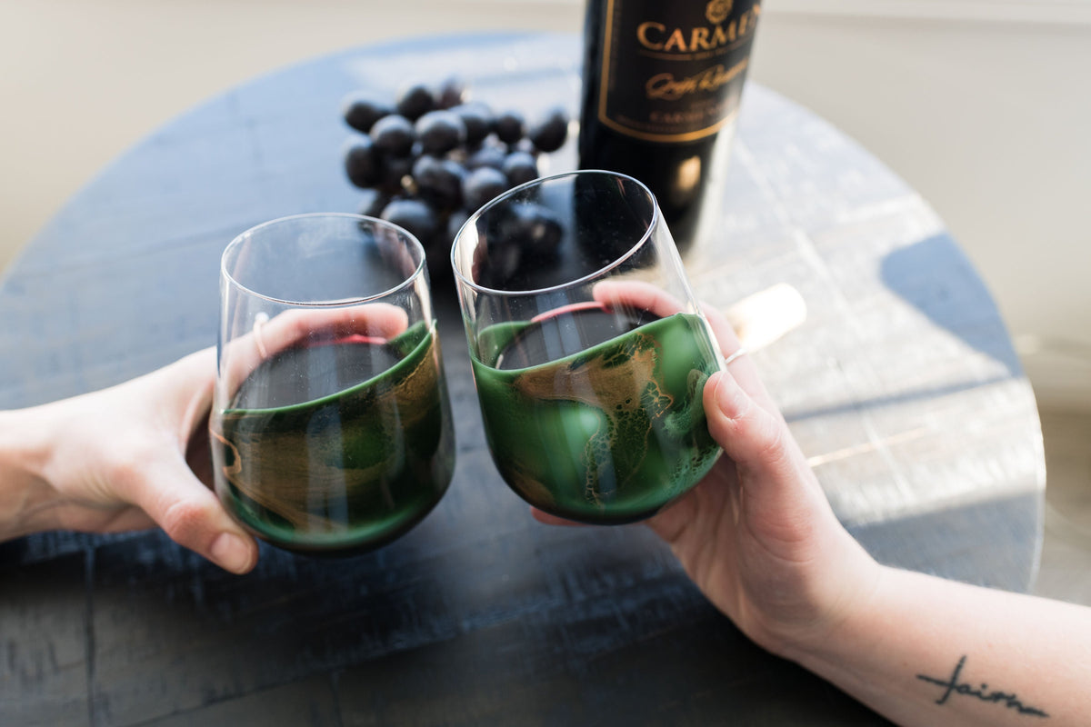 Resin Coated Wine Glasses (Set of 2)