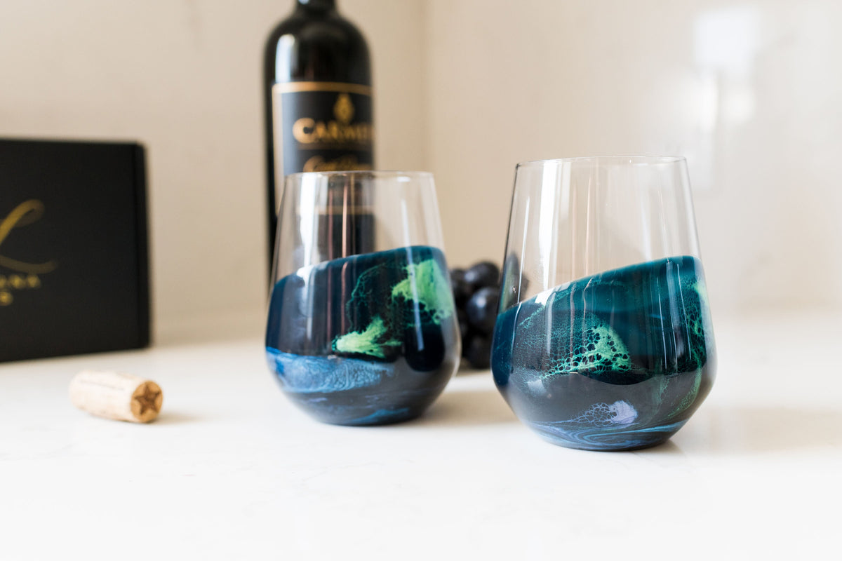 Resin Coated Wine Glasses (Set of 2)
