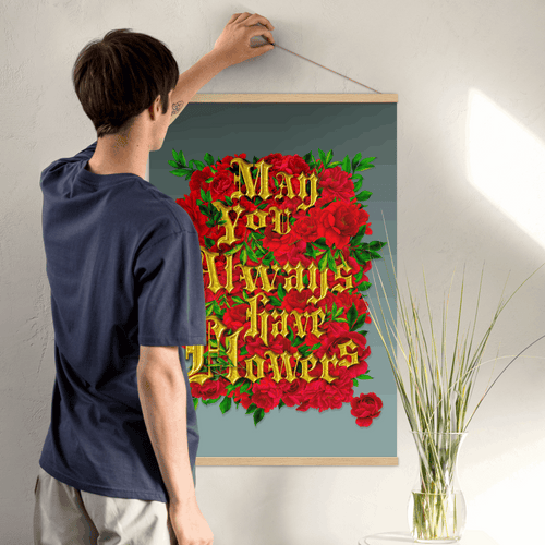 (Wall Decor) Poster with Wooden Hanger