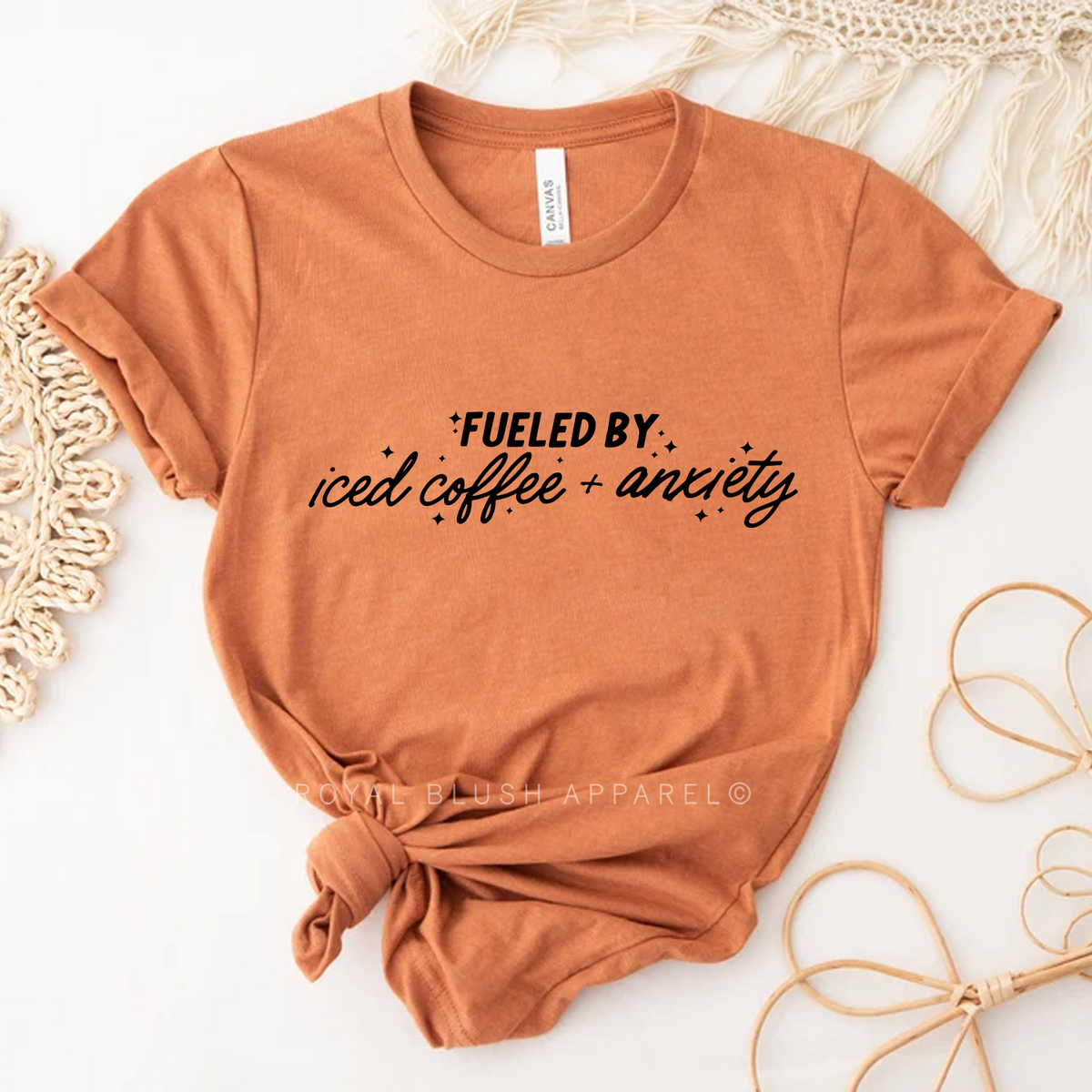 Fueled By Iced Coffee + Anxiety Graphic T-Shirt