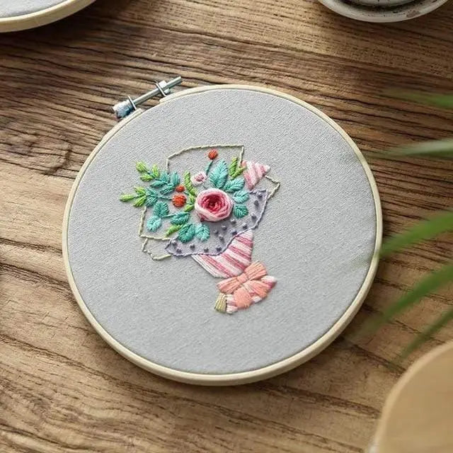 Easy Flower Embroidery DIY Kit