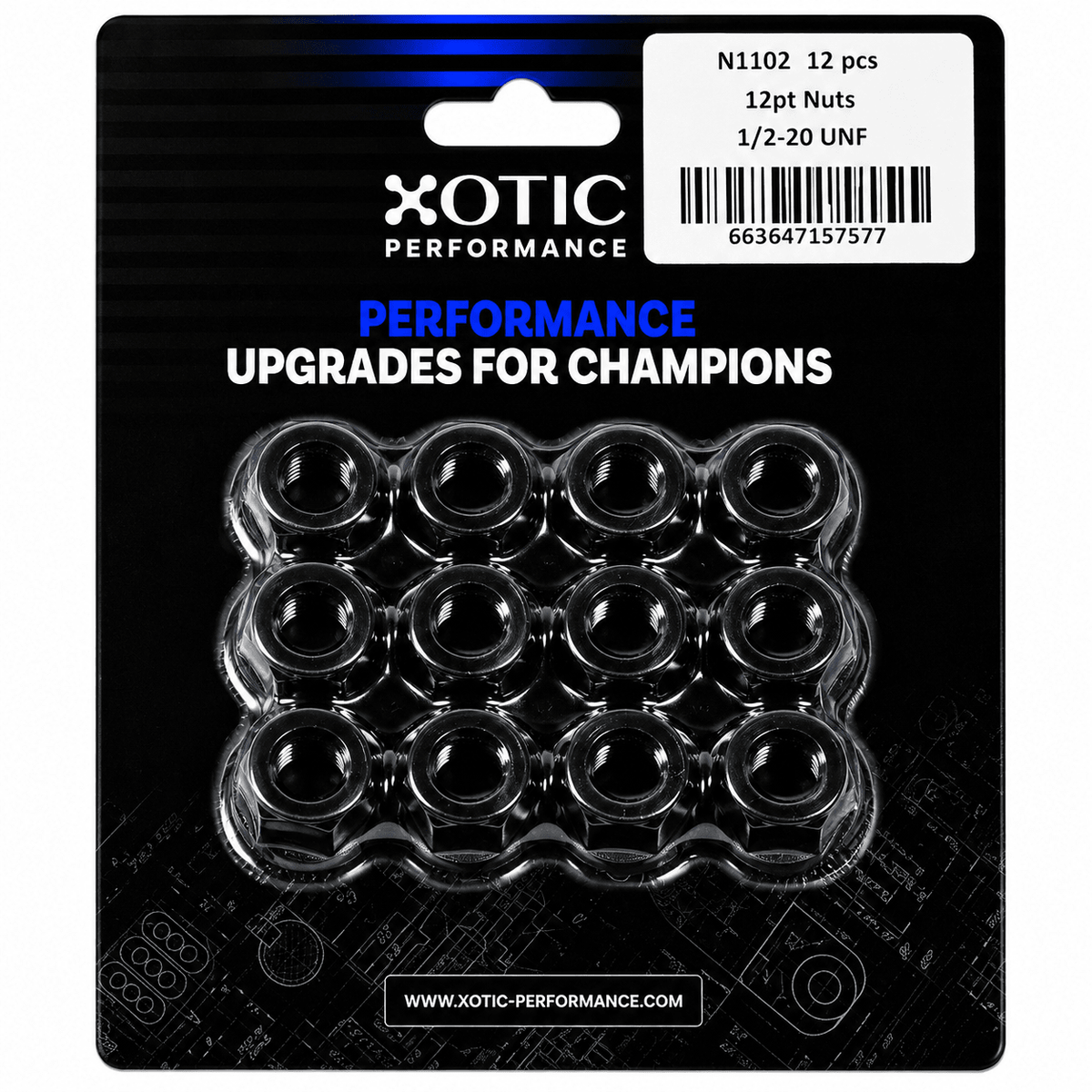 Hex Nut 1/2 in.-20 RH Thread, Socket Size 3/4" x 12 pcs