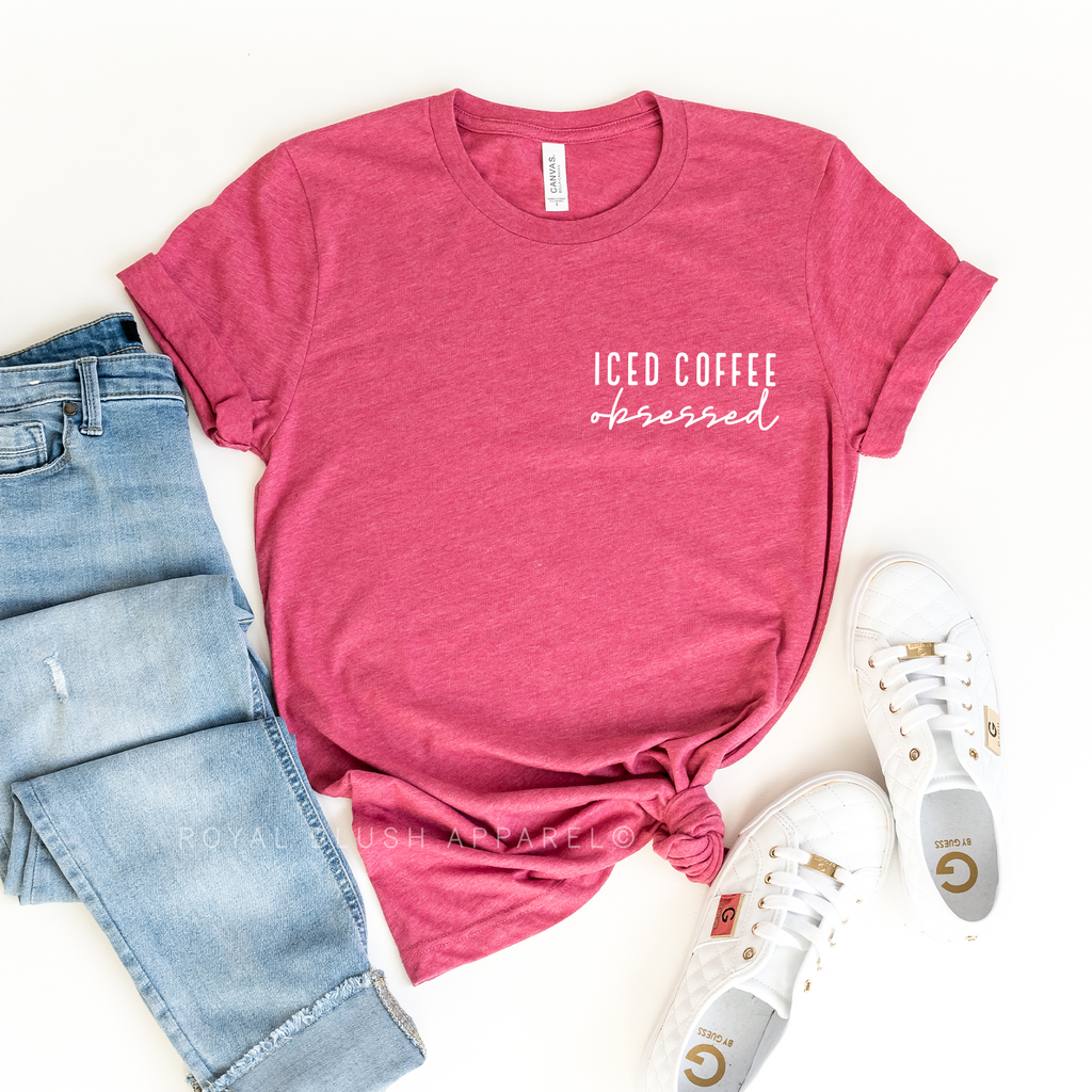 Iced Coffee Obsessed Cursive Graphic T-Shirt