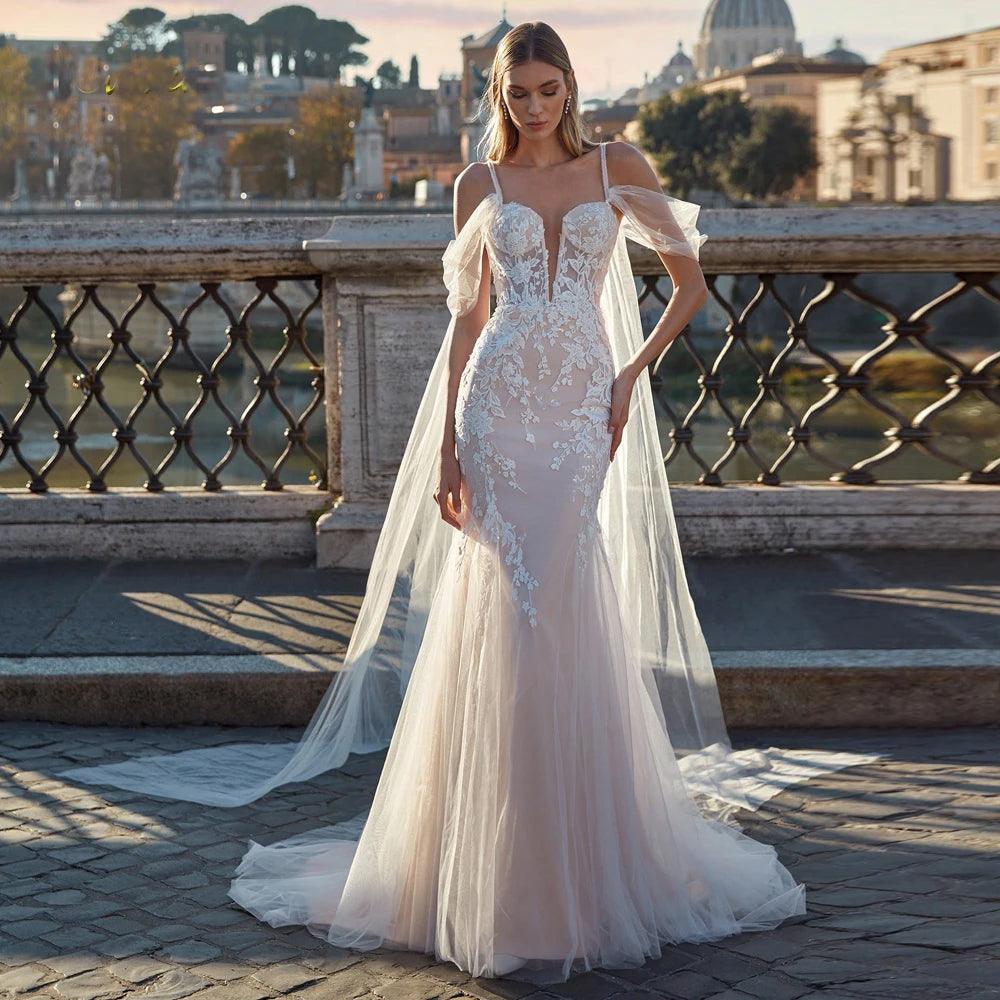 Mermaid Wedding Dress – Sweetheart Neckline & Spaghetti Straps, Custom Made