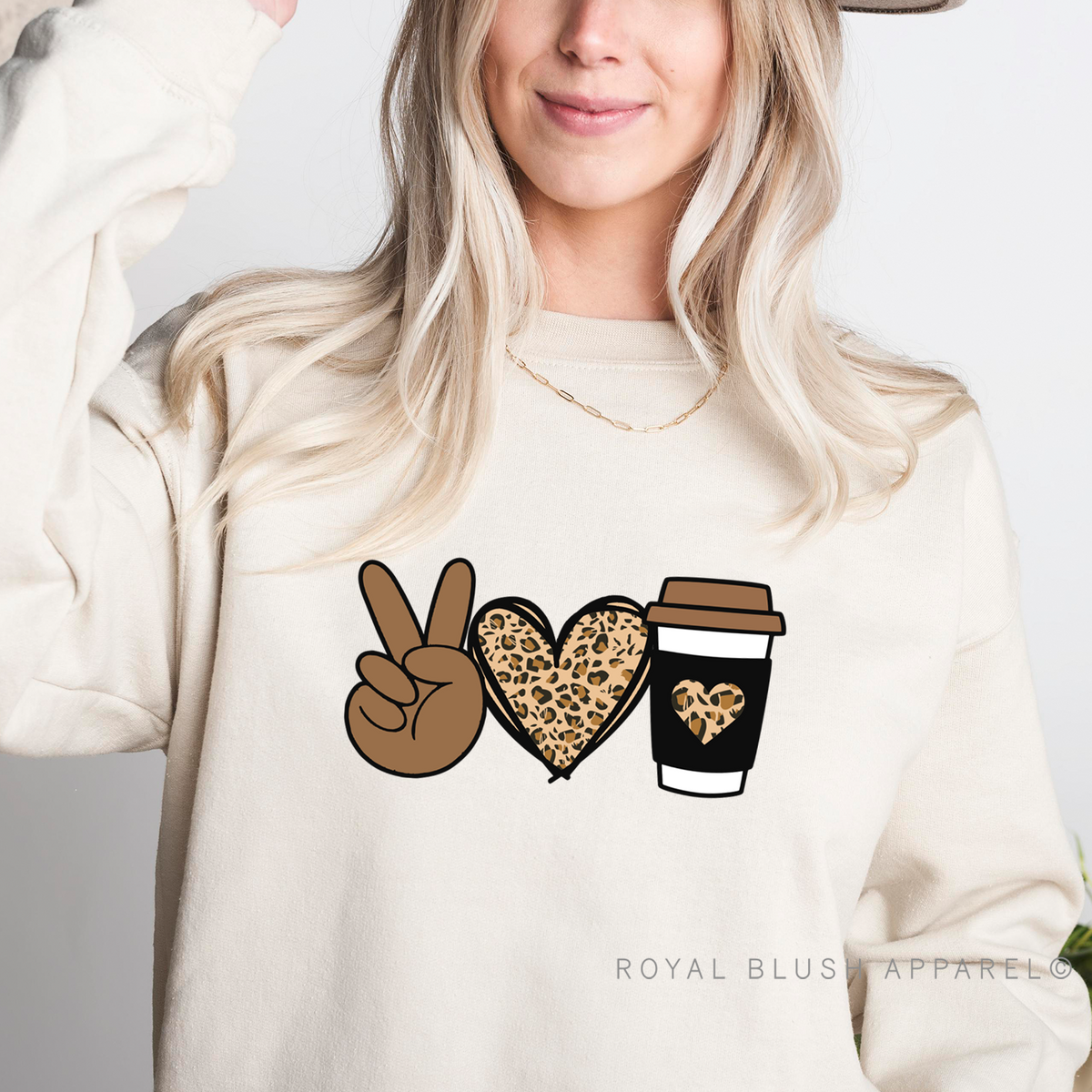 Peace Love Coffee Leopard DTF Transfer