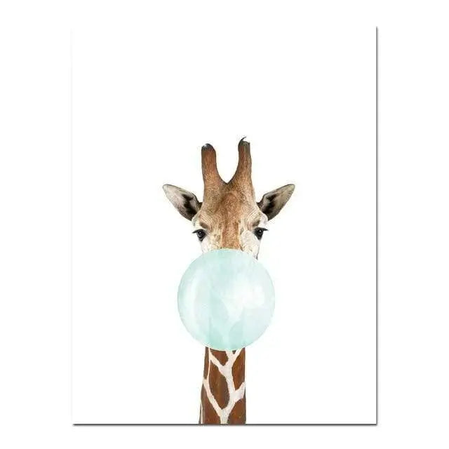 Baby Animal Zebra Giraffe Canvas Poster