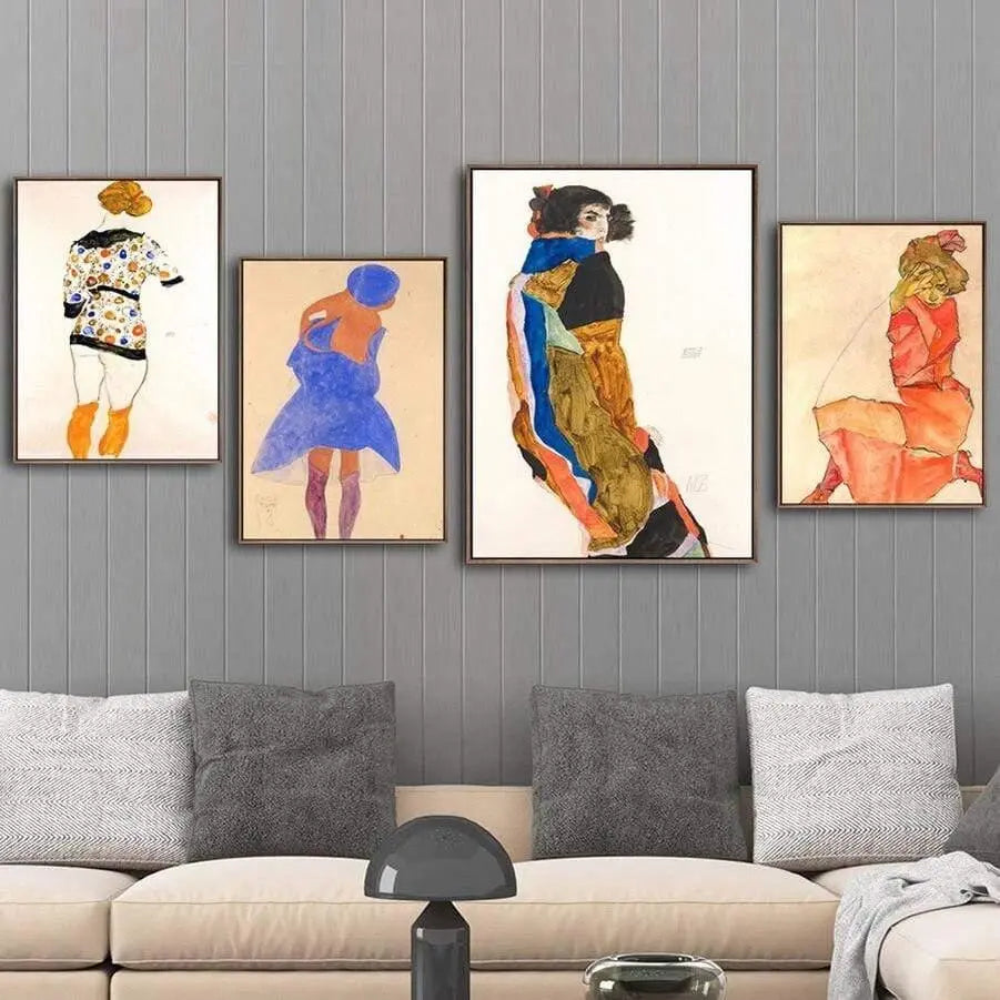 Austrian Egon Schiele Oil Paintings Posters