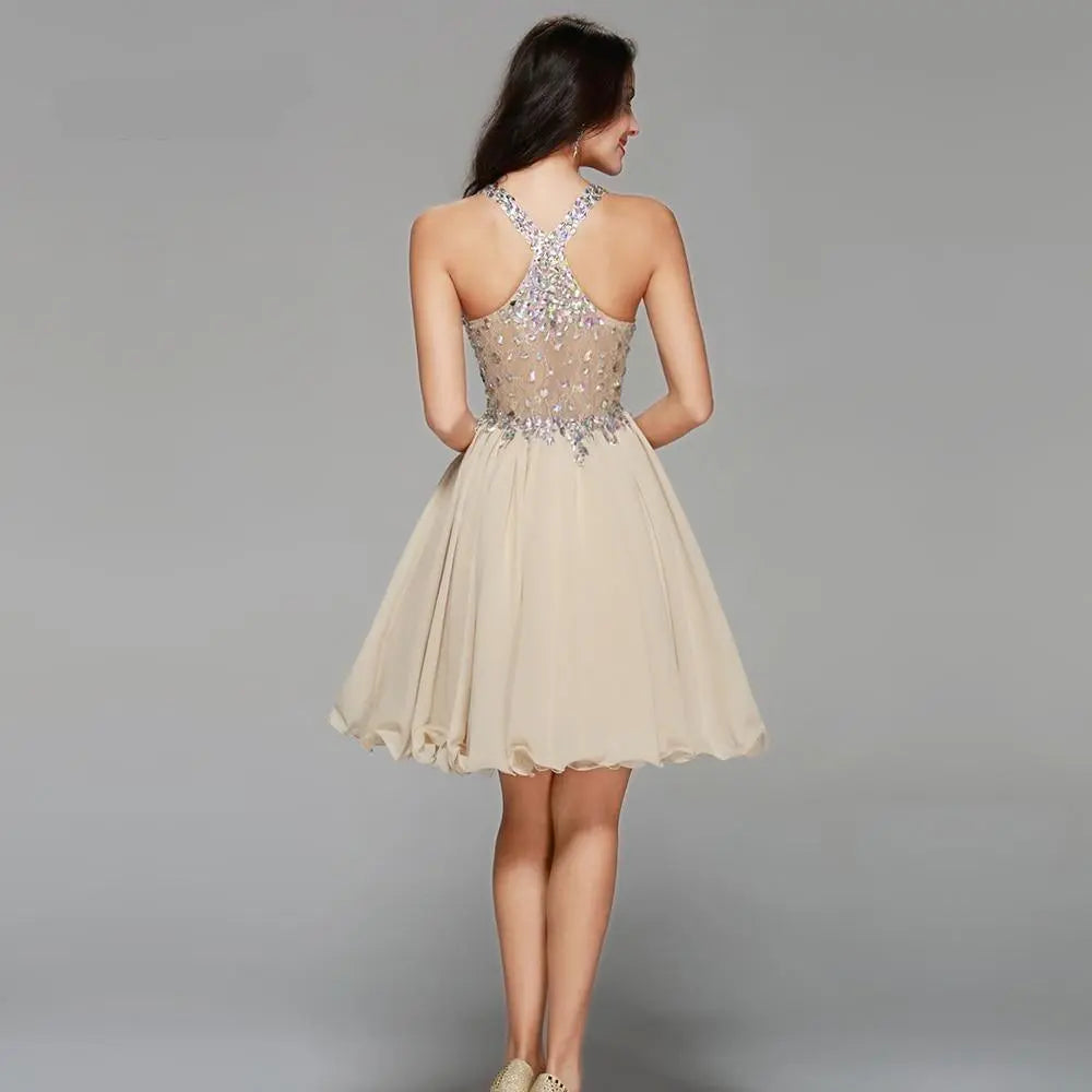 Chiffon Lace Crystal Cocktail Dresses / Homecoming Dresses