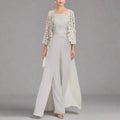 Custom Gray Lace Pant Suit for Mother of Bride