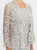 Custom Gray Lace Pant Suit for Mother of Bride