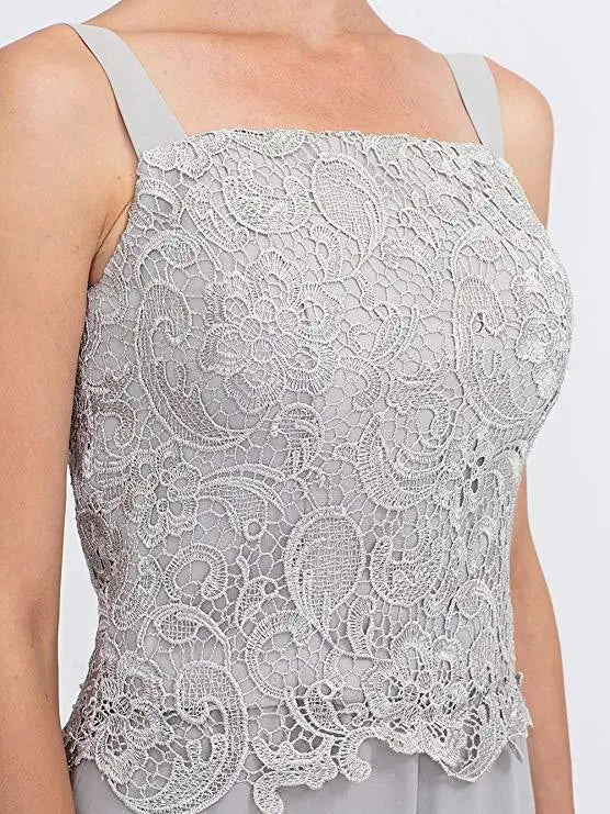 Custom Gray Lace Pant Suit for Mother of Bride