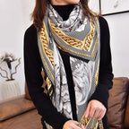 Baroque Style 100% Silk Shawl Wraps Scarf for Women Fashion Accessories 130*130cm