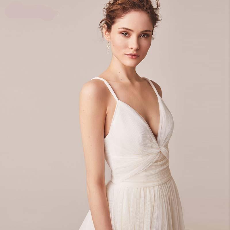 Sexy Tulle V-Neck Bridal Dress – Spaghetti Straps & Backless Design, Custom Made