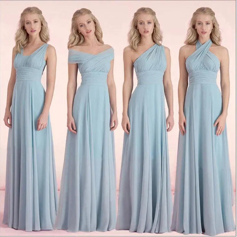 Candy Color Ruffles Chiffon A-Line Lace Up  Sleeveless Bridesmaid Dresses
