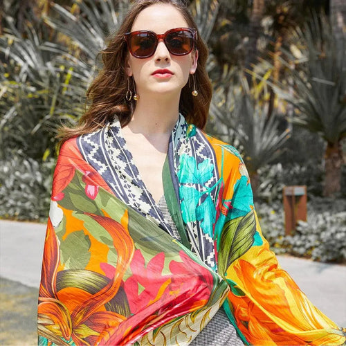 100% Silk Long Luxury Beach Scarf 245*110cm