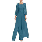 Custom Gray Lace Pant Suit for Mother of Bride
