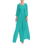 Custom Gray Lace Pant Suit for Mother of Bride
