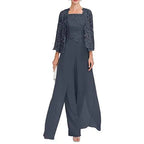 Custom Gray Lace Pant Suit for Mother of Bride