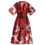 Bridesmaid, Sister, Mother of The Bride Japanese Yukata Print Crane Bathrobe