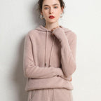 Autumn and Winter Women's Cashmere Hooded Sweater(Pants Not Included)