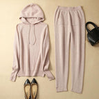 Autumn and Winter Women's Cashmere Hooded Sweater(Pants Not Included)