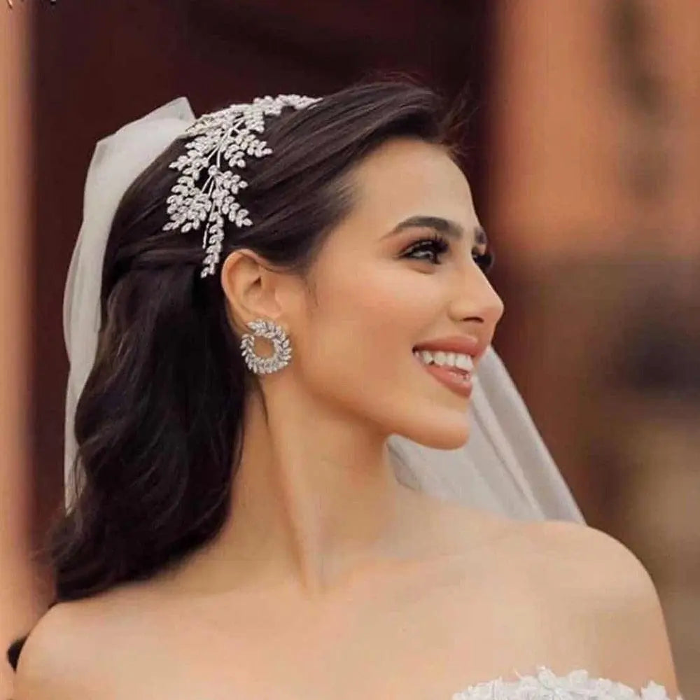 Crystal Leaf Hair Band - Fashion Bride Headband
