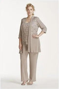 3-Piece Wedding Mother of Bride Pant Suit - Plus Size
