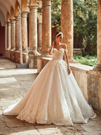 Beaded Ball Gown Wedding Dress – Appliqués & Sexy Backless Design, Custom Made