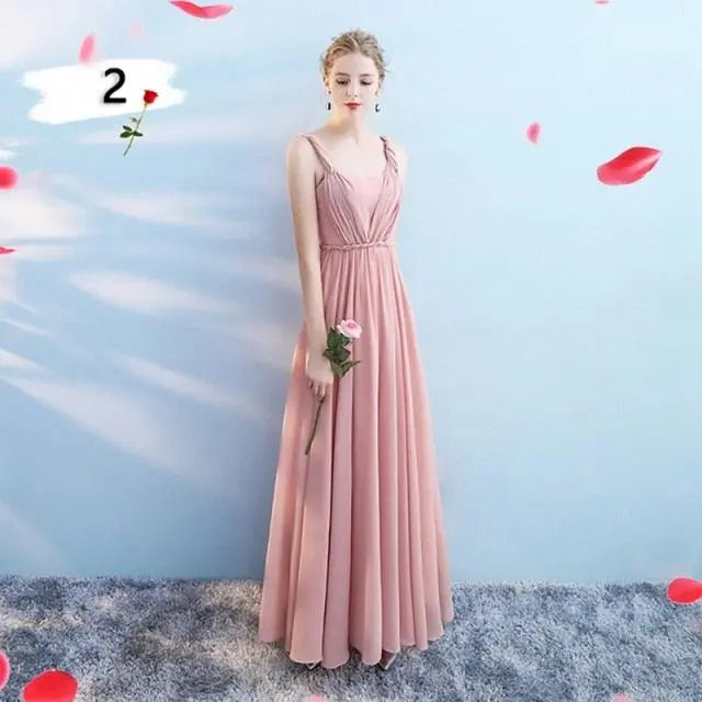 Customizable Elegant A Line Chiffon Long Bridesmaid Dresses