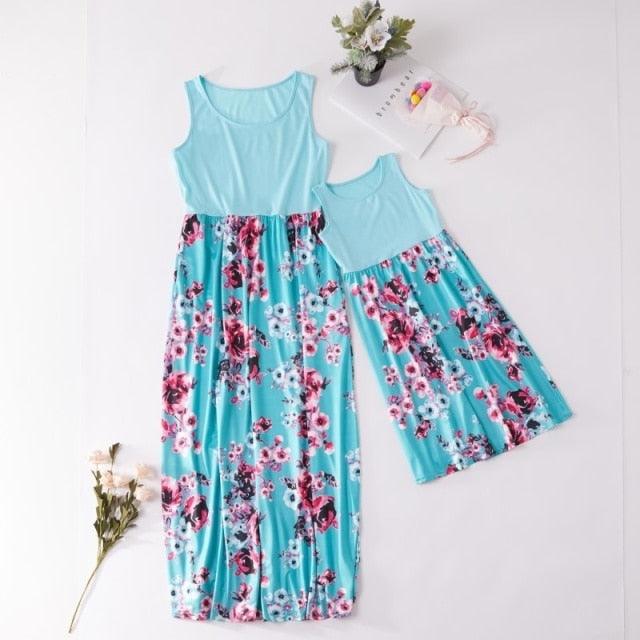 Floral Long Dresses for Mother and Daughter