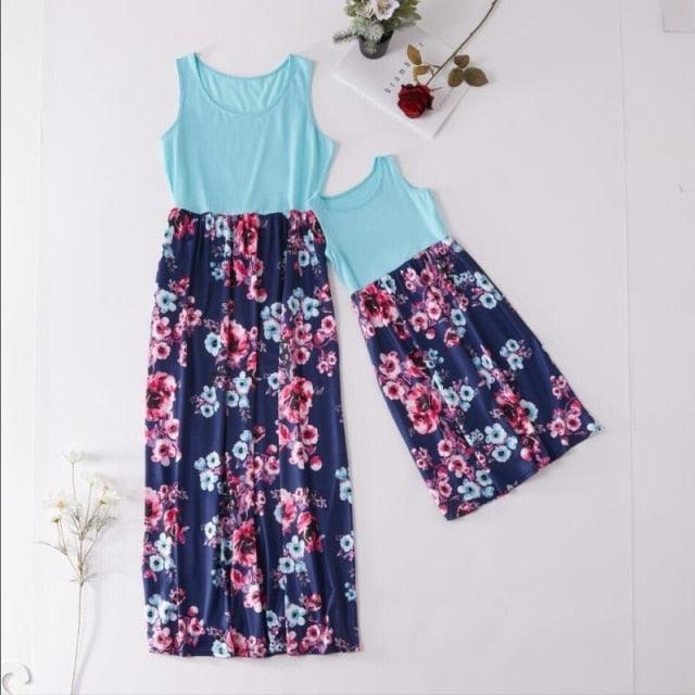 Floral Long Dresses for Mother and Daughter